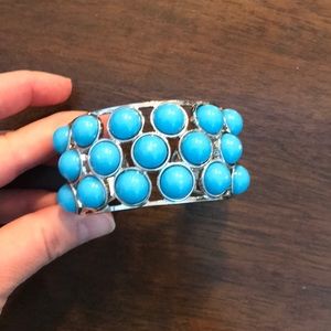 Turquoise silver hinged cuff